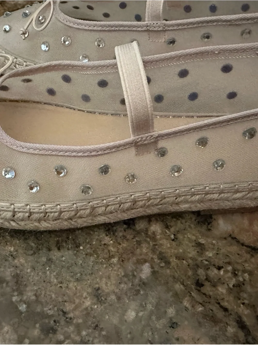 Madden Girl Beige Rhinestone Espadrille Flats